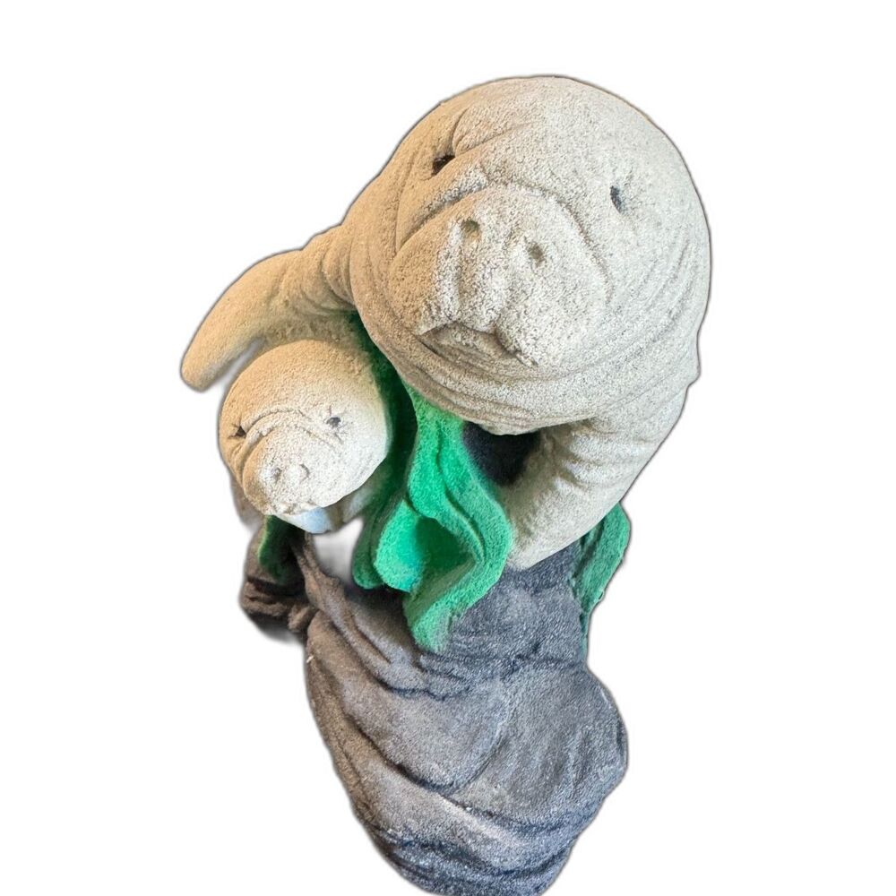 Vintage IT'S SAND Manatee & Baby Calf Sand Sculpture Hand Painted USA 1990s